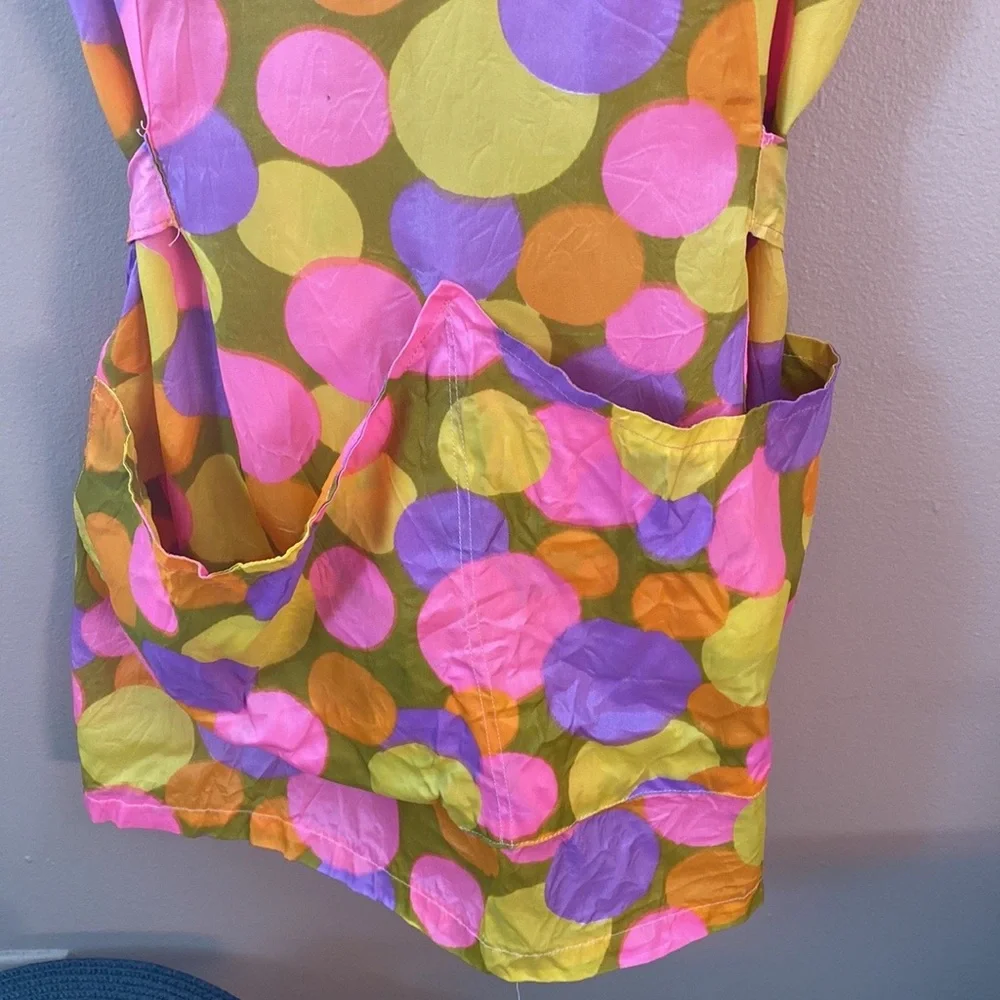 VTG 60’s Psychedelic Circle Bold Pattern Apron Dress - Picture 7 of 8